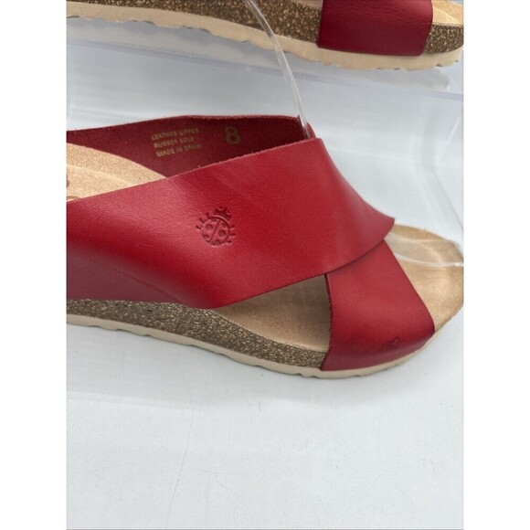 Yokono Red Strappy Leather wedge Sandals Women's size 8 EU 38.5M - Picture 4 of 10